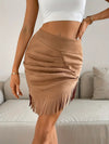 Casual Fringe Hem Skirt