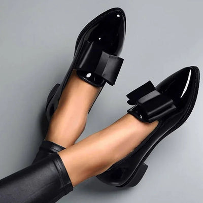 Glossy Bow Loafers